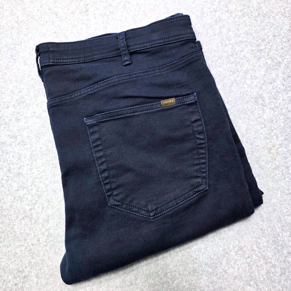 Jachs NY Men's 38x32 Navy Blue Stretch Sateen Slim Straight‎ Pants 5 Pocket